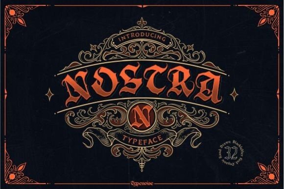 Nostra Vintage Gothic: A Blackletter Display Font for Handmade Products